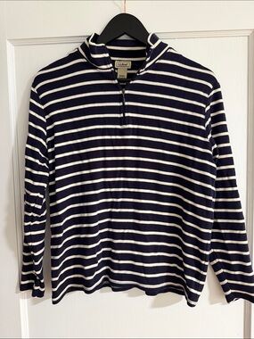 L.L. Bean Striped Quarter-Zip Sweater